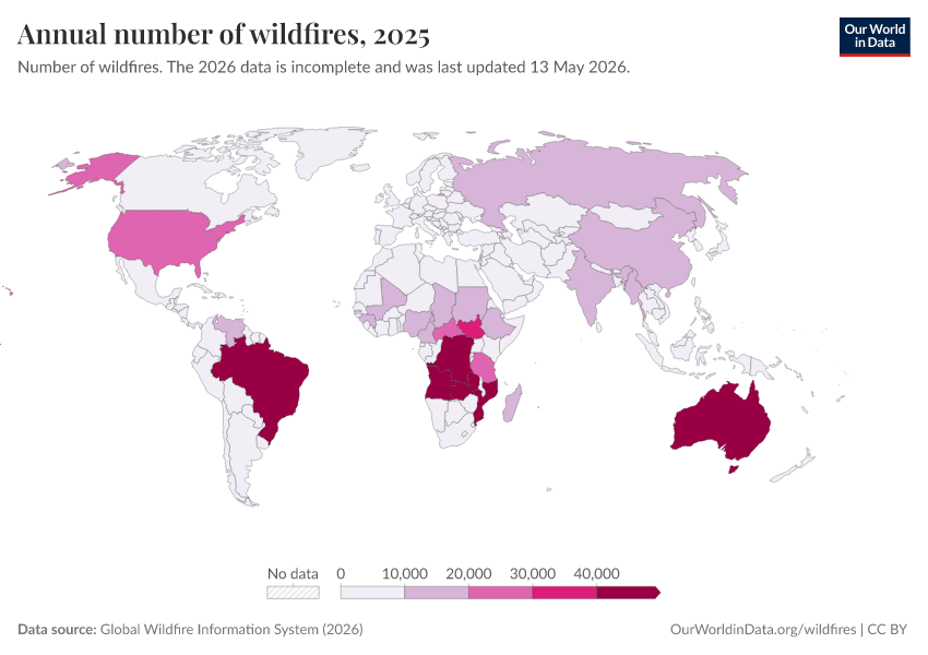 A thumbnail of the "Annual number of wildfires" chart